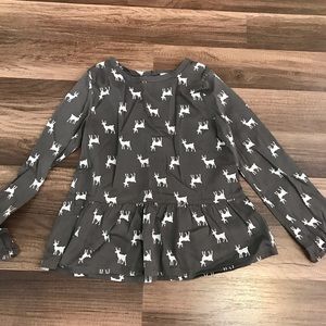 Carters Winter grey reindeer girls top size 6x